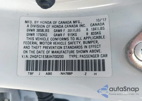 2018 Honda Civic Si из США, поврежденный, VIN 2HGFC1E58JH700200